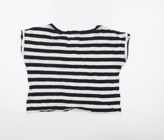 Hollister Women's Blue Striped Cropped T-Shirt, Size S