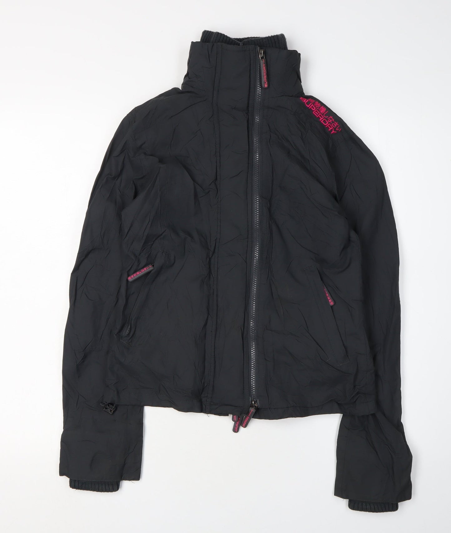 Superdry Women's Black Cropped Winter Jacket, S, Full Zip