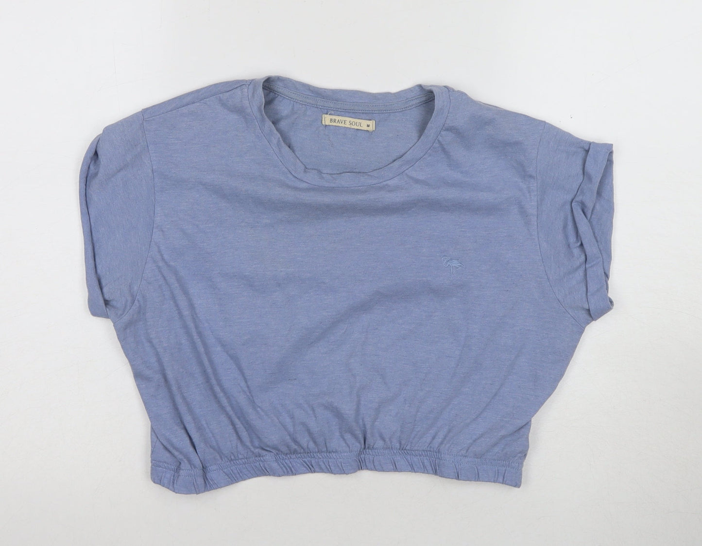 Brave Soul Women's Blue Cropped T-Shirt, M, Casual Style