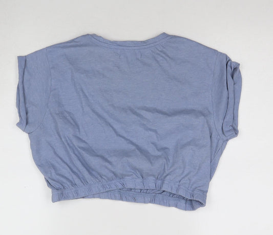 Brave Soul Women's Blue Cropped T-Shirt, M, Casual Style