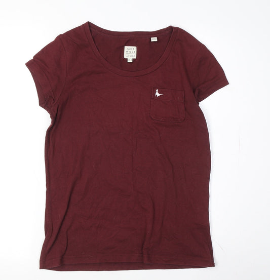 Jack Wills Womens Red T-Shirt Size 8 Basic Casual