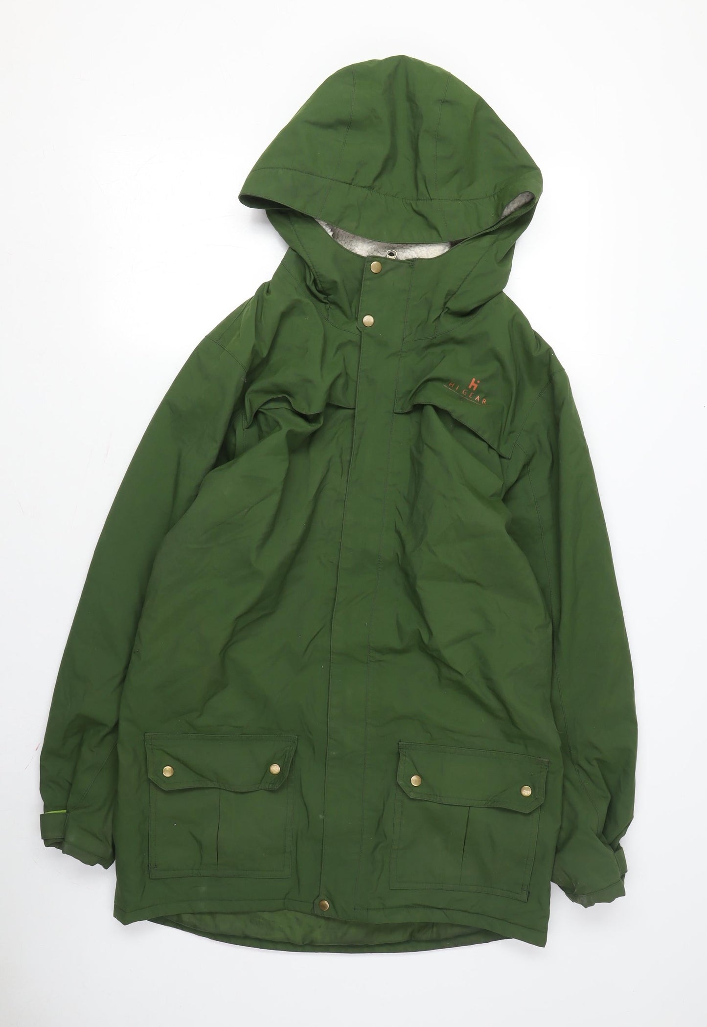 Hi Gear Women's Green Parka Jacket Size 6 Hooded Mid-Length