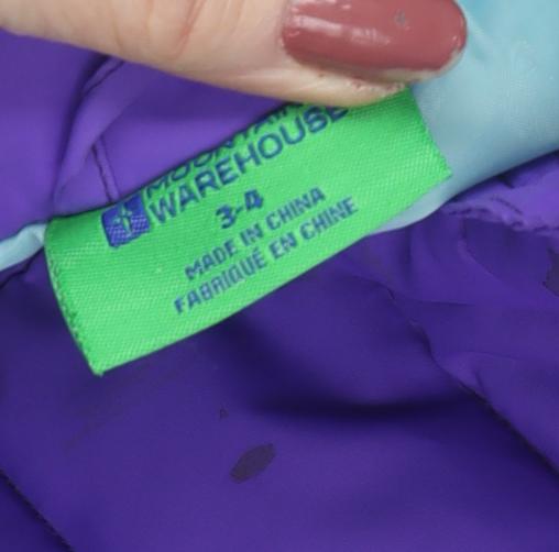Additional view of Mountain Warehouse girls’ purple puffer jacket 3-4 years