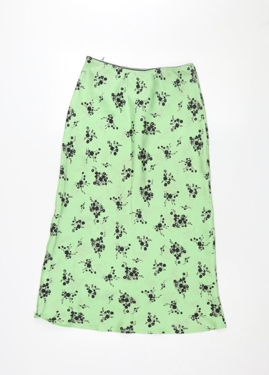 Topshop Women's Green Midi Floral Skirt Size 6