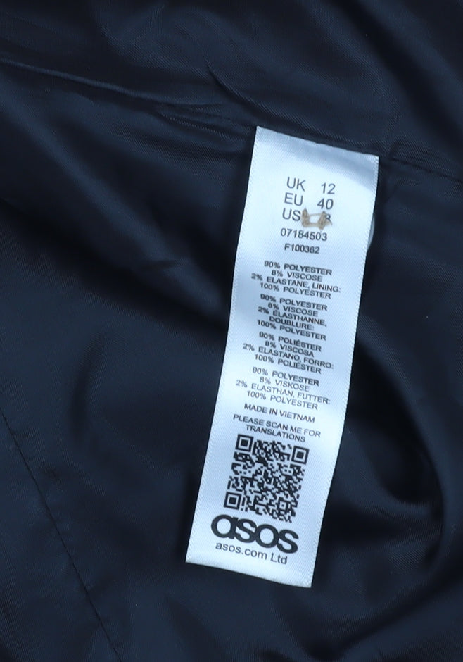 Close-up detail of ASOS Women's Beige Coat, size 12, with Zipped Pockets