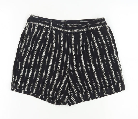 White Stuff Women's Black Striped Chino Shorts - Size 8
