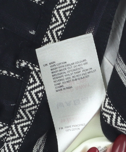 White Stuff Women's Black Striped Chino Shorts - Size 8