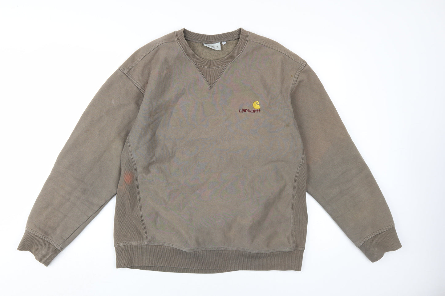 Carhartt Men’s Brown Pullover Sweatshirt L, Logo Accent