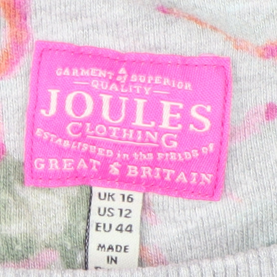 Joules Women's Grey Floral Pullover Sweatshirt 16
