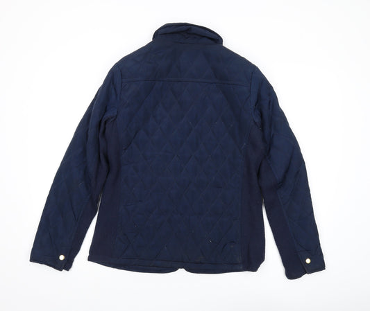 Avenue Women’s Blue Quilted Jacket, Size 12, Full Zip Casual