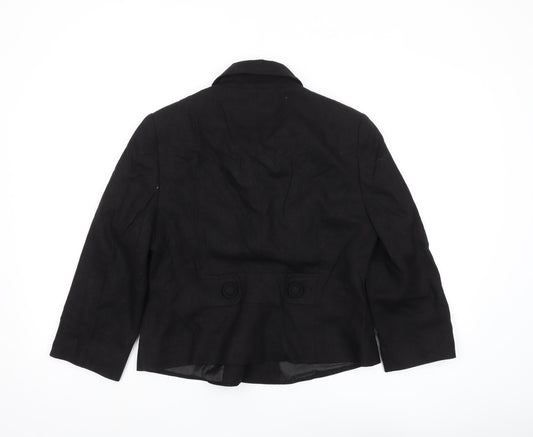 Debenhams Women's Black Cotton Blend Blazer, Size 12