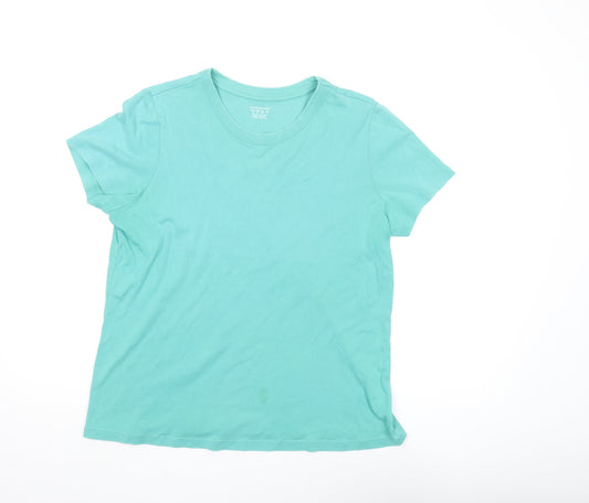 Lands' End Women's Green Cotton T-Shirt M