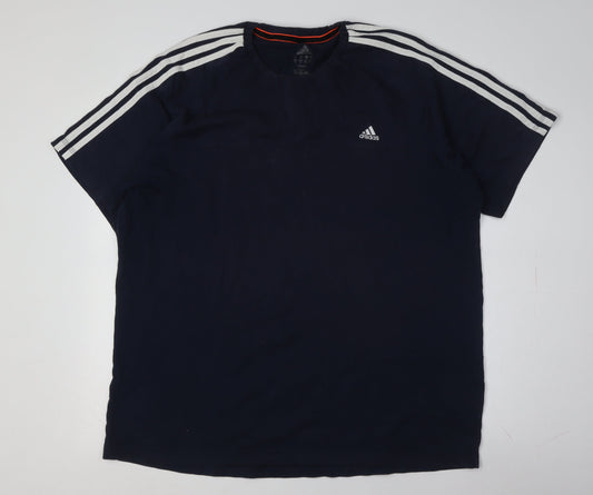 Mens UK Size L adidas Blue Cotton Blend T-Shirt