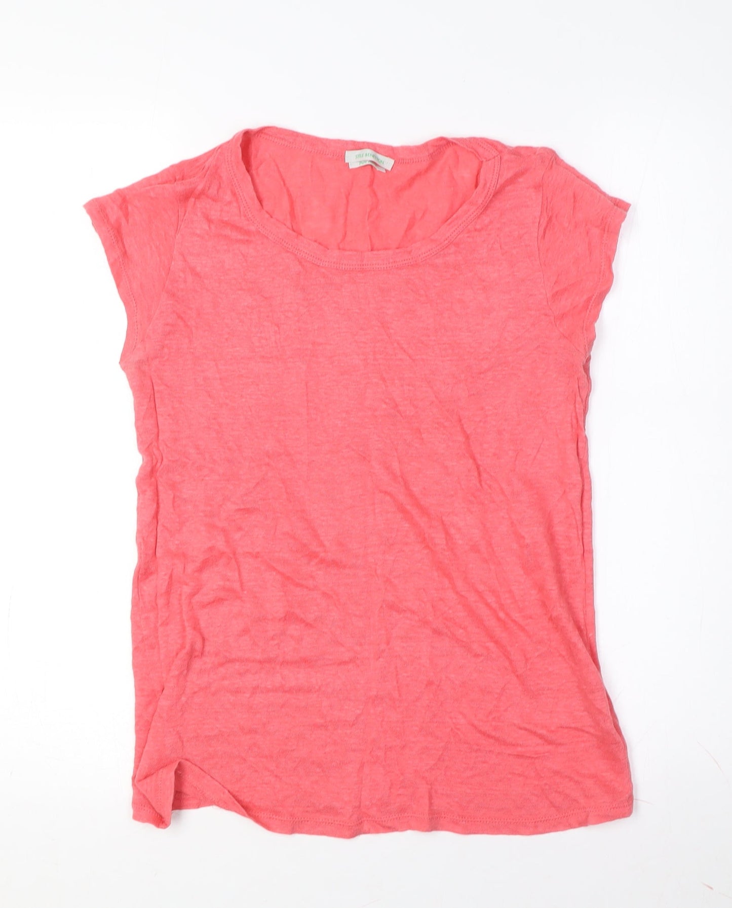 Benetton Women's Pink Linen T-Shirt Size M Classic