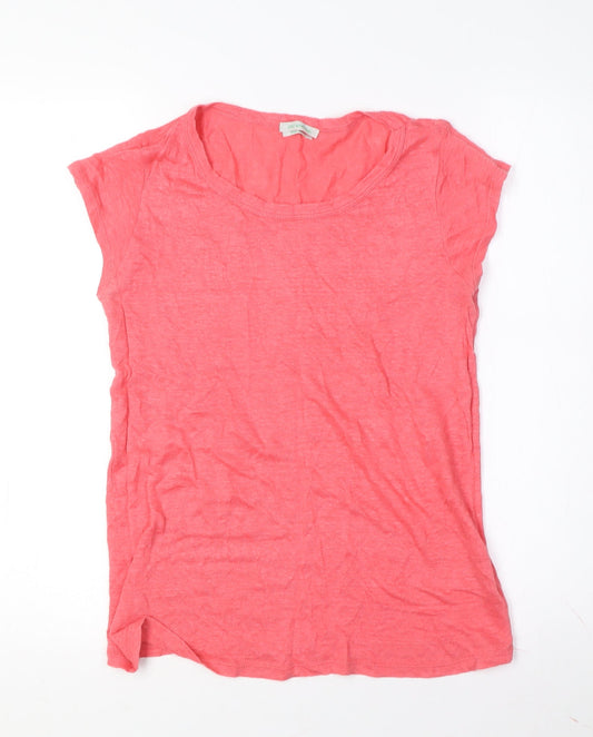 Womens UK Size M Benetton Pink Linen T-Shirt