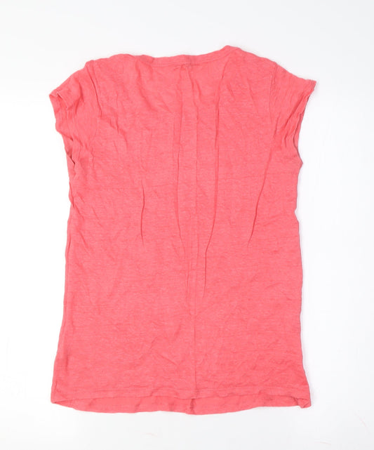Benetton Women's Pink Linen T-Shirt Size M Classic