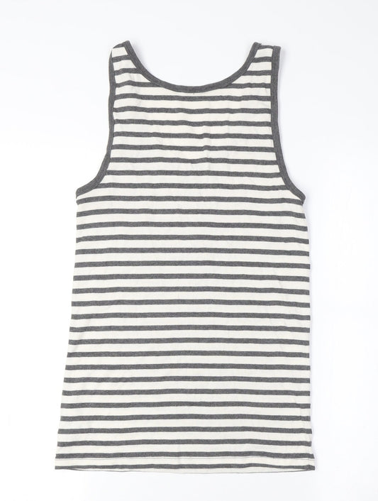 Gap Women's Grey Striped Tank Top, Size L - Casual Summer Wear