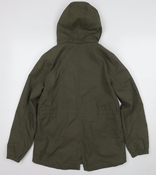 H&M Girls Green Parka Jacket with Hood Size 12-13 Years