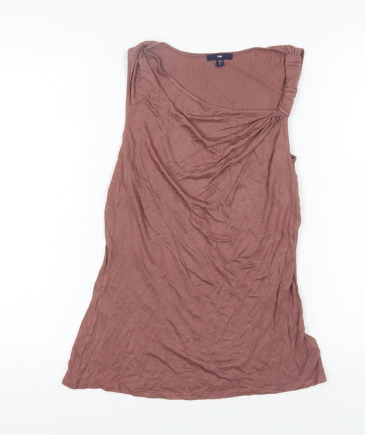 Gap Women's Brown Tank Top, Size S, Round Neck, Casual