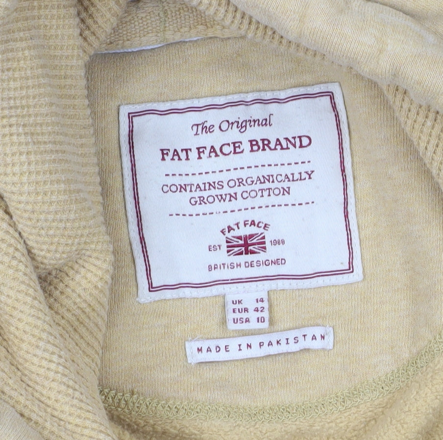 Fat Face Women's Beige Hoodie UK 14 Pullover with Pockets
