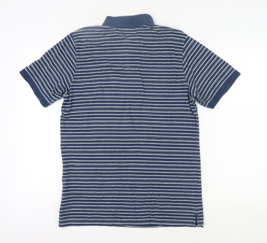 Fabri 8 Men's Blue Striped Polo Shirt Medium