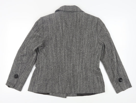 Apanage Women's Grey Wool Blazer, Size 14 Double Breasted
