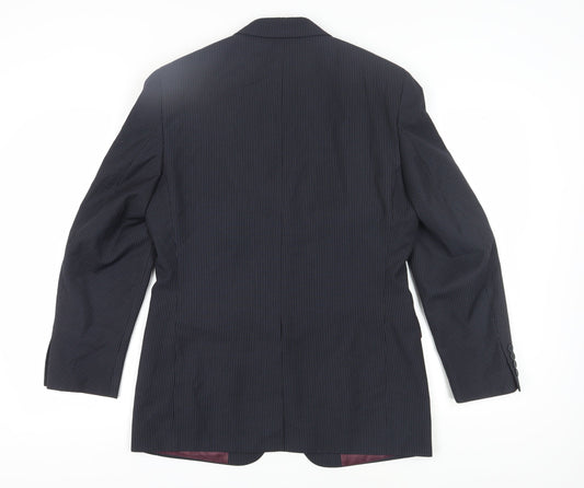 Greenwoods Men's Black Striped Blazer, Size 38R, Formal