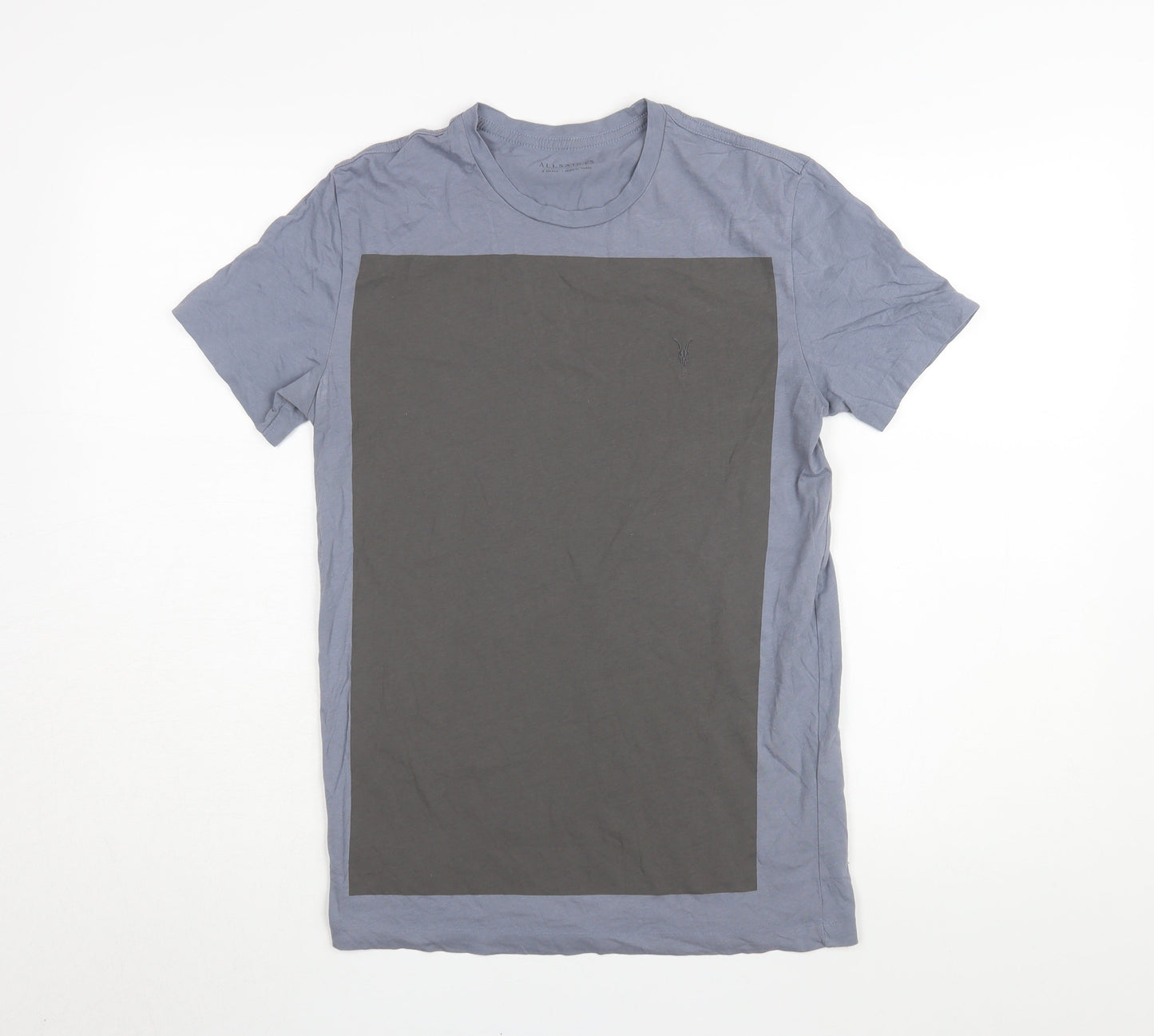 AllSaints Men's Blue XS Cotton Crew Neck T-Shirt