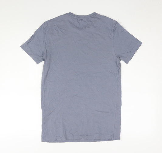 AllSaints Men's Blue XS Cotton Crew Neck T-Shirt