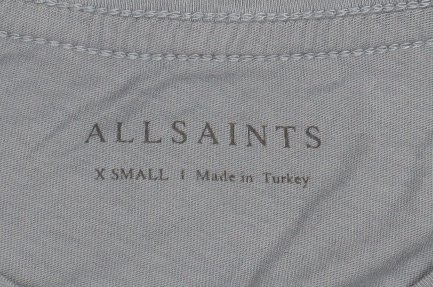 AllSaints Men's Blue XS Cotton Crew Neck T-Shirt