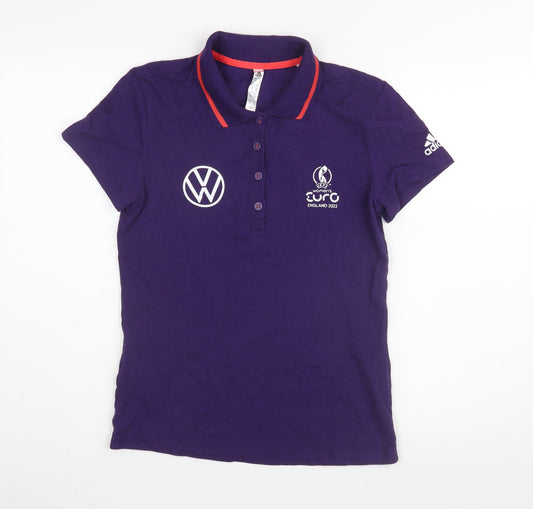 Womens UK Size S adidas Purple Cotton Blend Polo