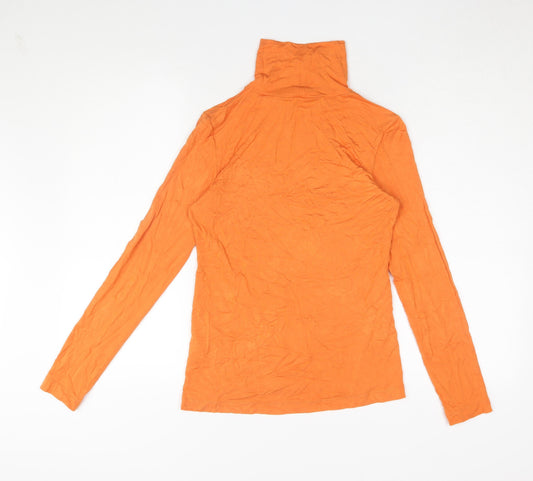 French Connection Women's Orange High Neck Long Sleeve Top