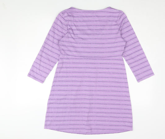 White Stuff Women's Purple Striped Shift Dress UK 10