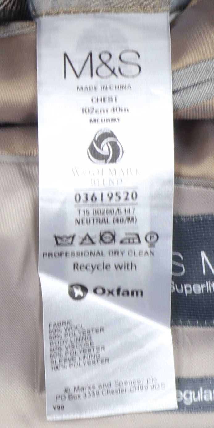 Marks and Spencer Men's Grey Wool Suit Jacket 40R
