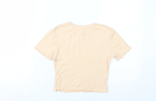 Womens UK Size S Kookai Beige Cotton Blend T-Shirt