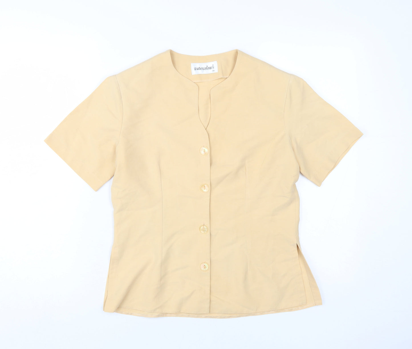 Watercolours Women's Beige Short Sleeve Blouse Size 10