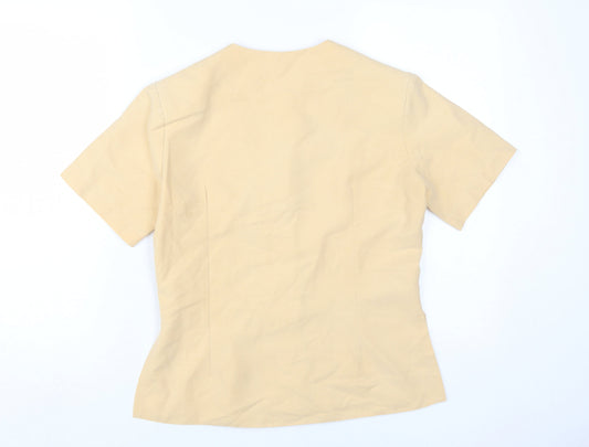 Womens UK Size 10 Watercolours Beige Polyester Blend Blouse