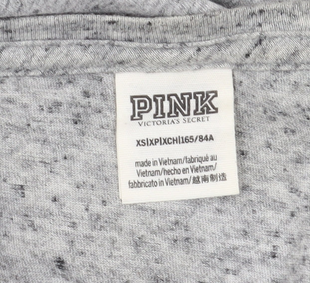 Pink Victoria's Secret Women's Grey V-Neck T-Shirt XS