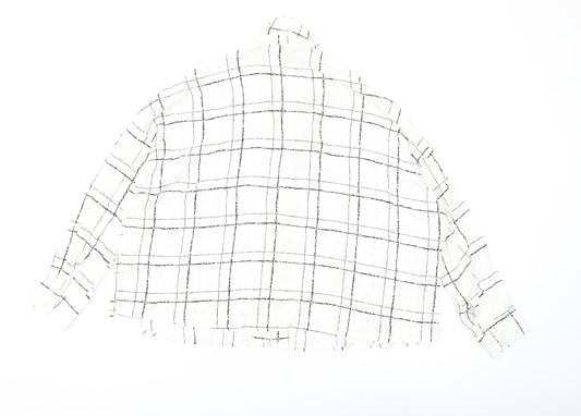 ASOS Women's White Check Button-Up Shirt Size 10