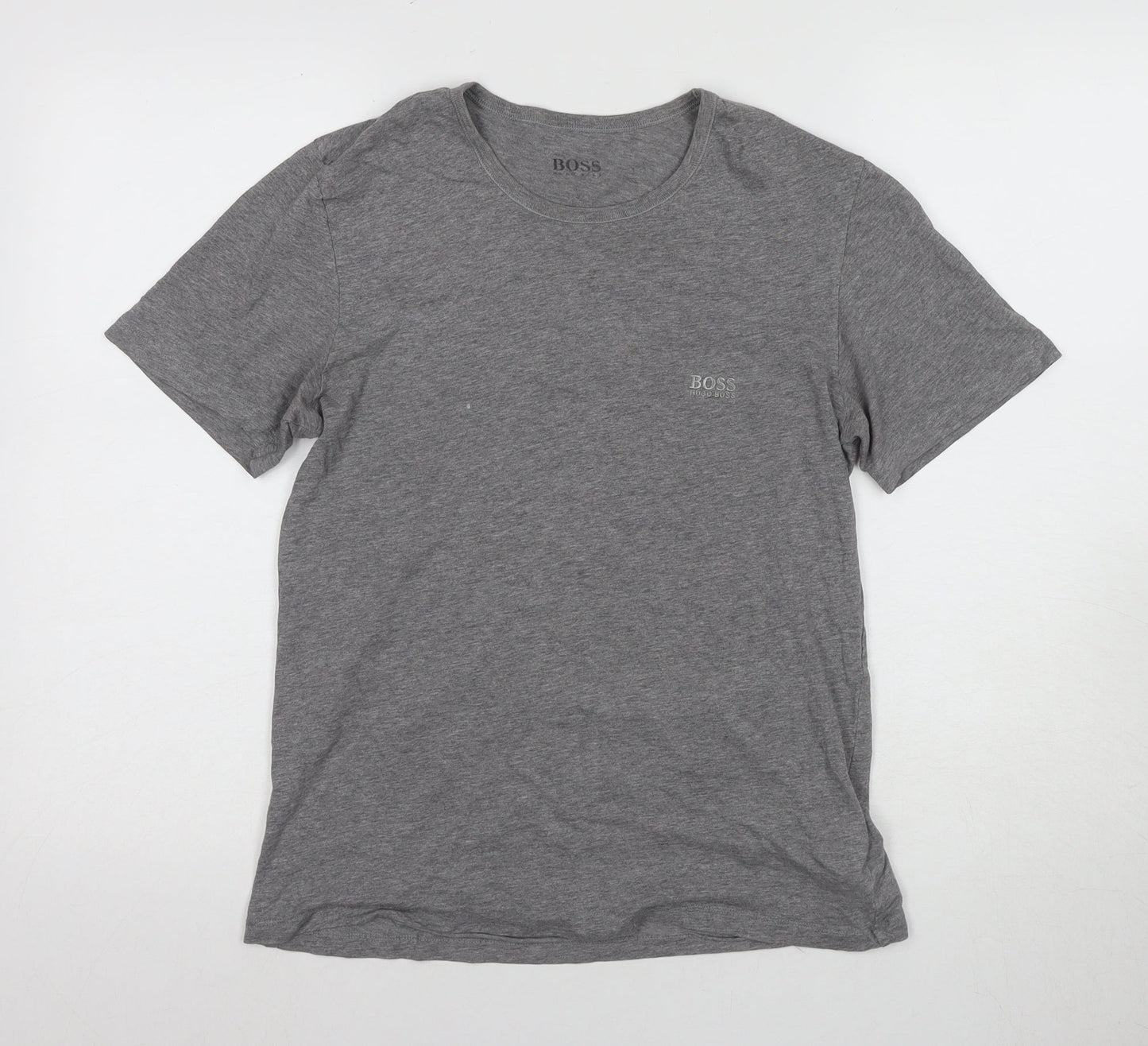 BOSS Men's Grey Cotton T-Shirt, Size S, Short Sleeve