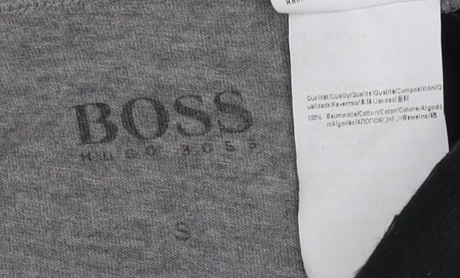 BOSS Men's Grey Cotton T-Shirt, Size S, Short Sleeve