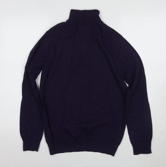 White Stuff Men's Purple Wool Pullover, S, High Neck