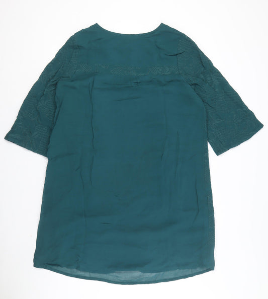 White Stuff Green Embroidered Dress, Women's Size 16