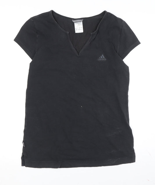 Womens UK Size 12 adidas Black Cotton Blend T-Shirt
