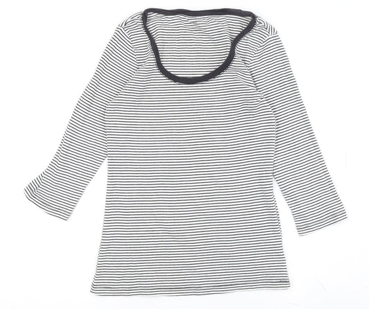 Gap Women's Black Striped T-Shirt, M, 3/4 Sleeve Jersey