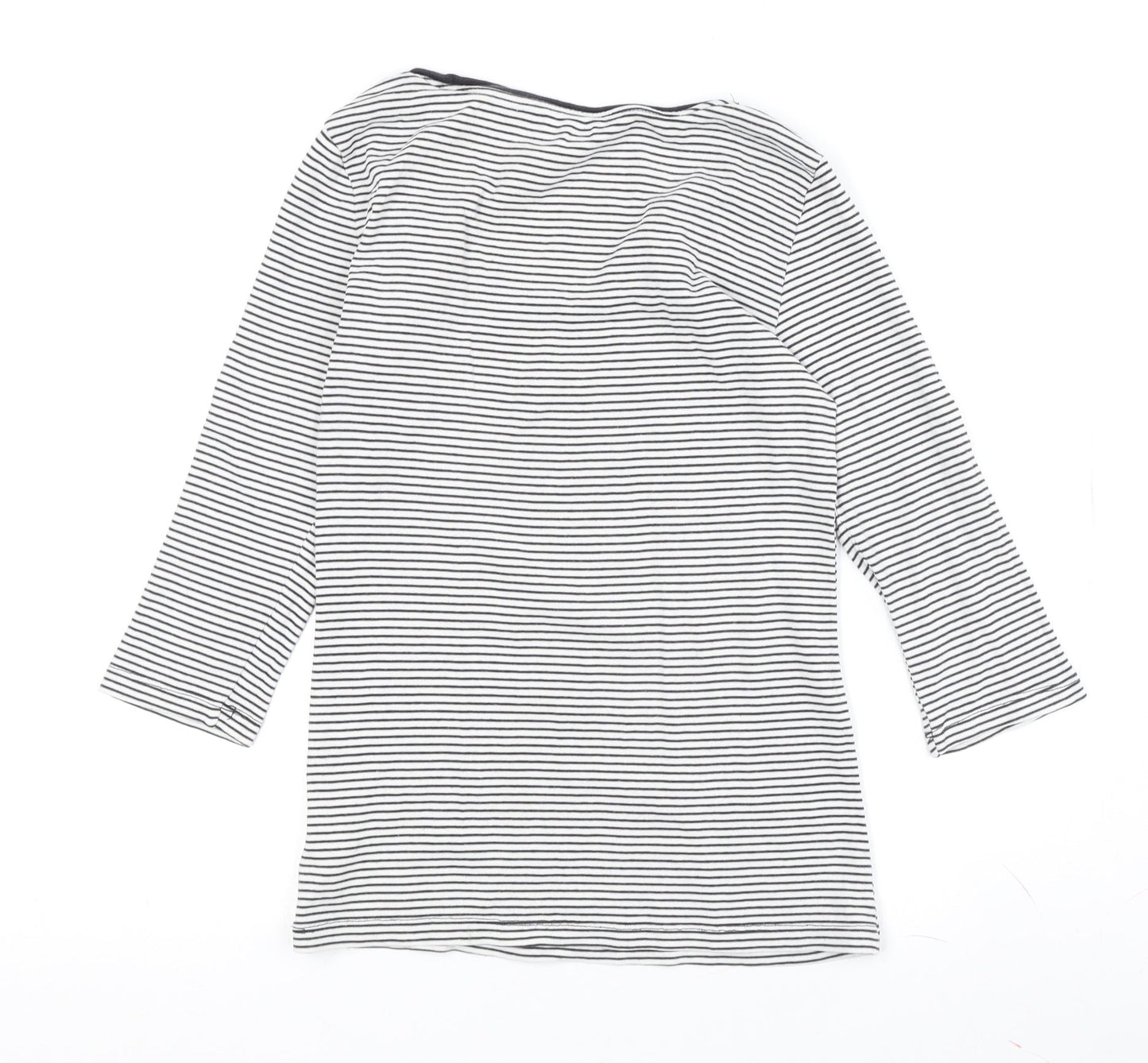 Gap Women's Black Striped T-Shirt, M, 3/4 Sleeve Jersey