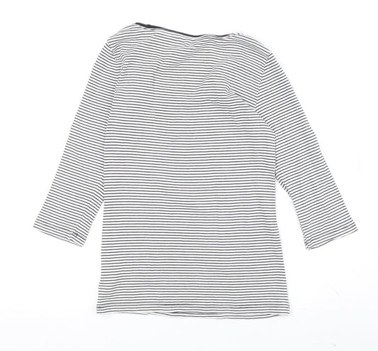 Gap Women's Black Striped T-Shirt, M, 3/4 Sleeve Jersey