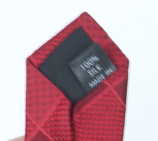 Brand and care label for Thomas Nash Men's Red Geometric Silk Tie