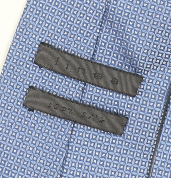 Close-up detail of Linea Men's Blue Silk Geometric Tie