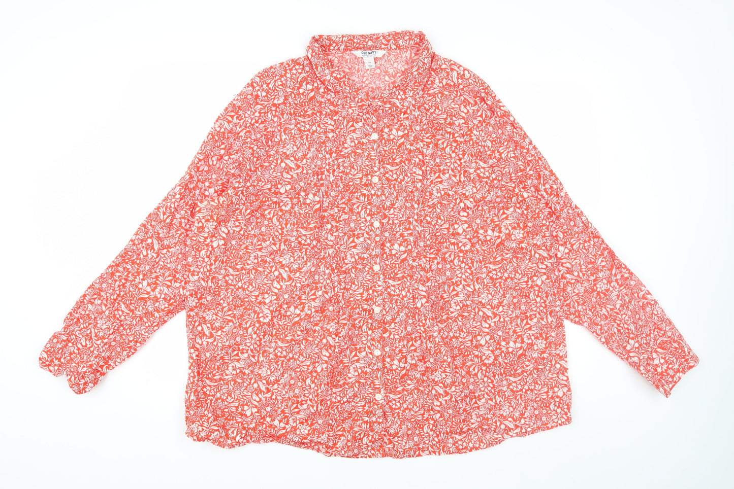 Old Navy Women's Red 2XL Floral Button-Up Tunic